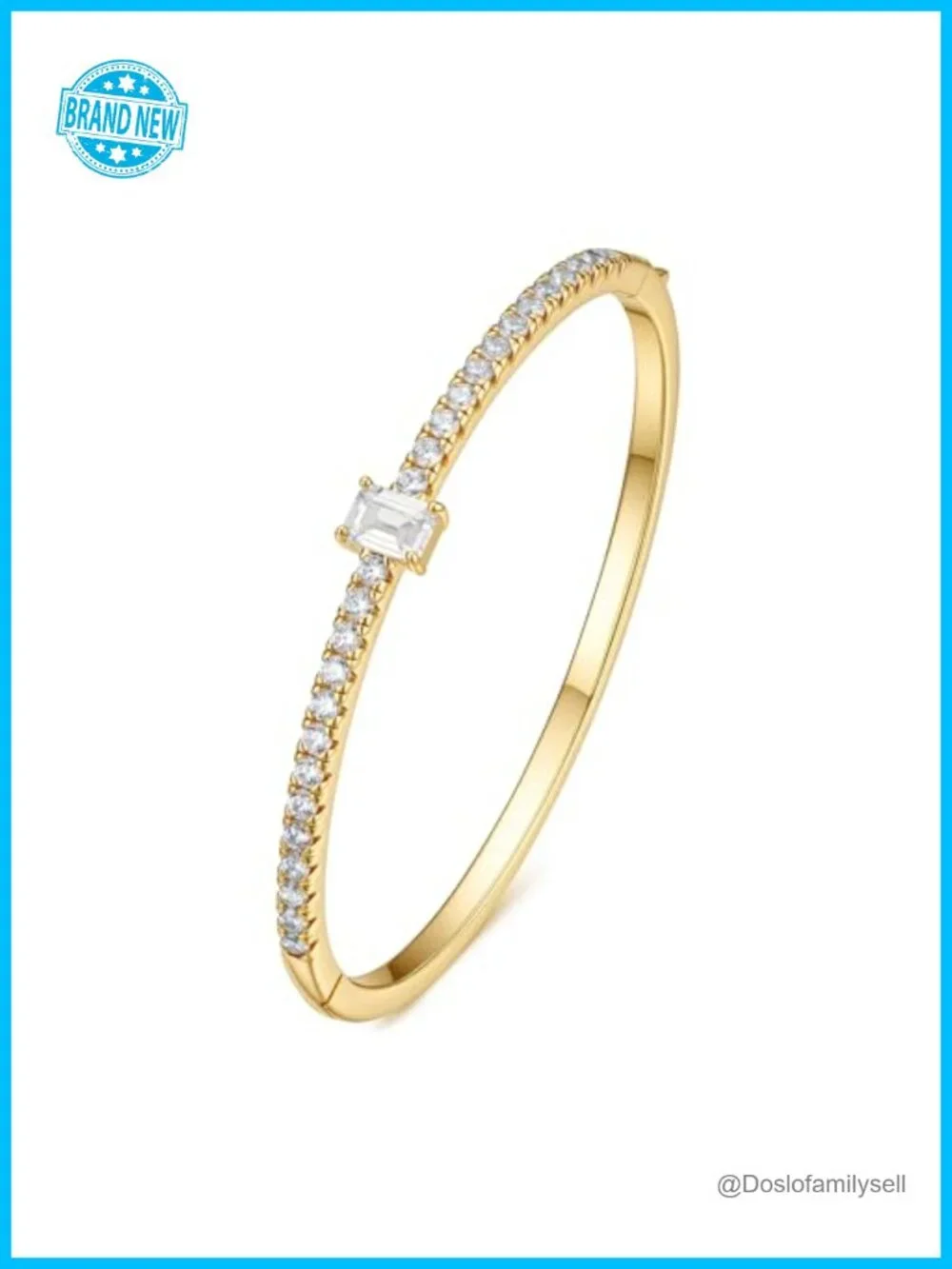 14K Gold Plated Cubic Zirconia Dainty Tennis Bangle Bracelet